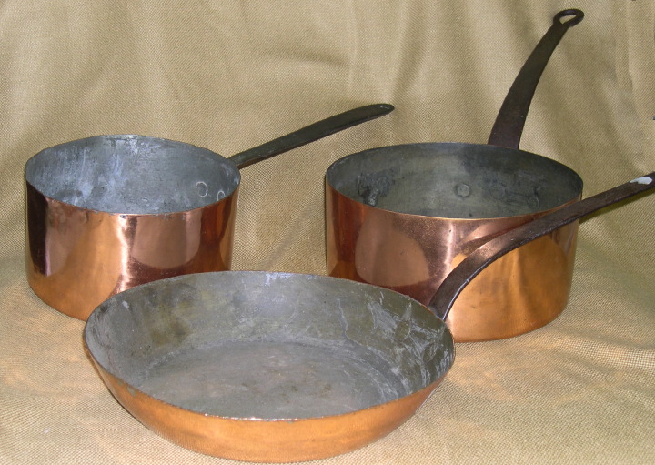 Appraisal: Collection of Six Copper Pans and Lids fourth quarter th