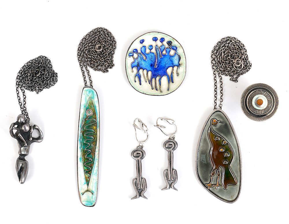 Appraisal: De Passille Sterling Enamel Pc Assortment De Passille sterling pendant