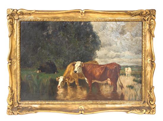 Appraisal: Sale Lot Edward Sieber American b Cattle oil on canvas