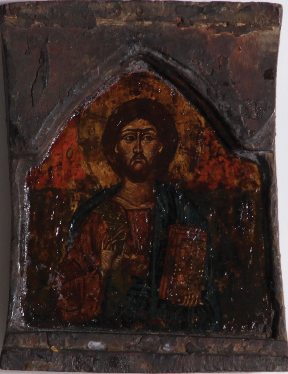 Appraisal: Christ Pantocrator icon probably Greek th century or earlier architectural