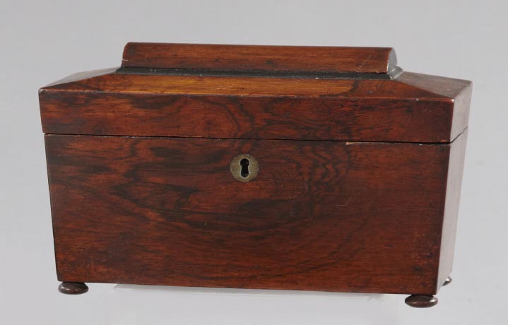 Appraisal: Georgian Rosewood-Grained Mahogany Double-Compartment Tea Box second quarter th century