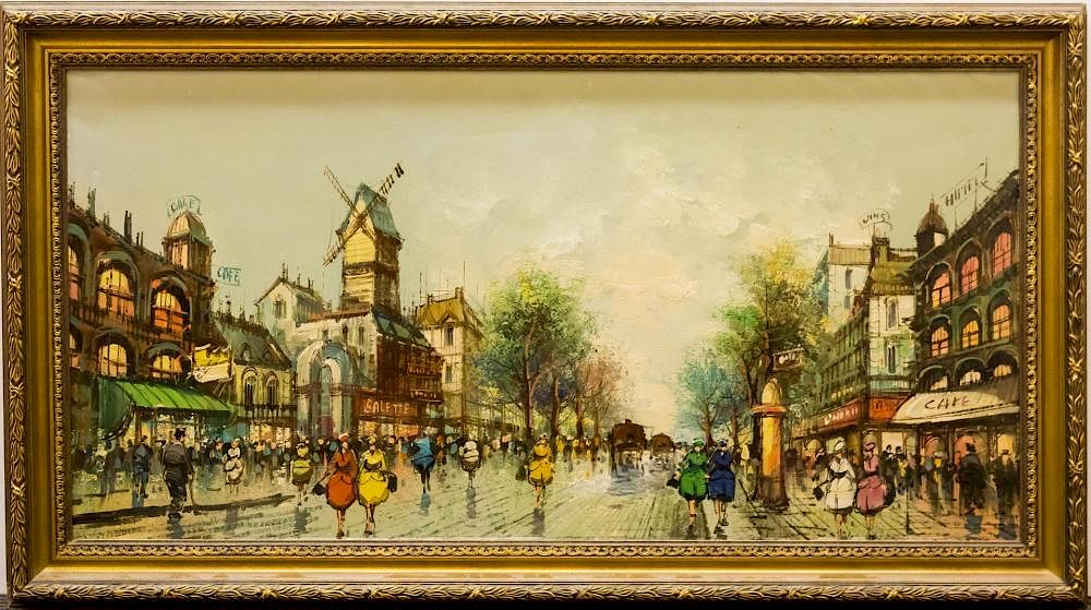 Appraisal: Antoine Blanchard-Manner Oil on Canvas Paris Scene Antoine Blanchard-manner Expressionist