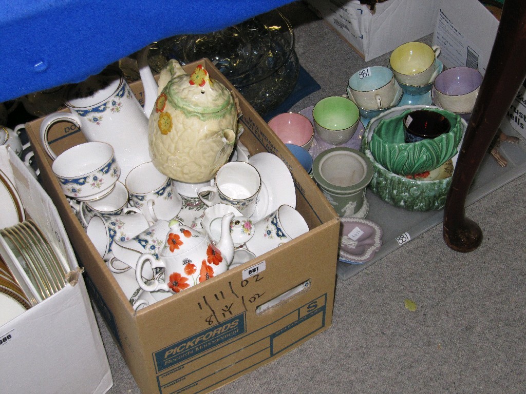 Appraisal: Lot comprising a box of assorted teawares to include Paragon