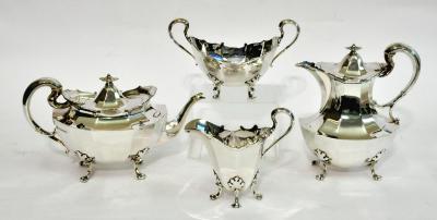 Appraisal: A SCOTTISH FOUR PIECE TEA AND COFFEE SET of panelled