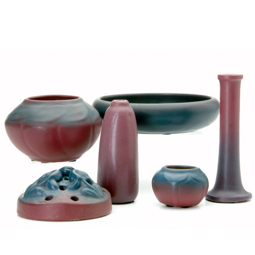 Appraisal: VAN BRIGGLE Six items in Persian Rose glaze including a