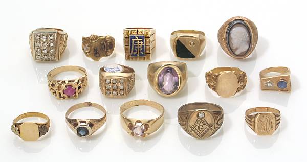 Appraisal: A collection of sixteen diamond stone gold and metal gents