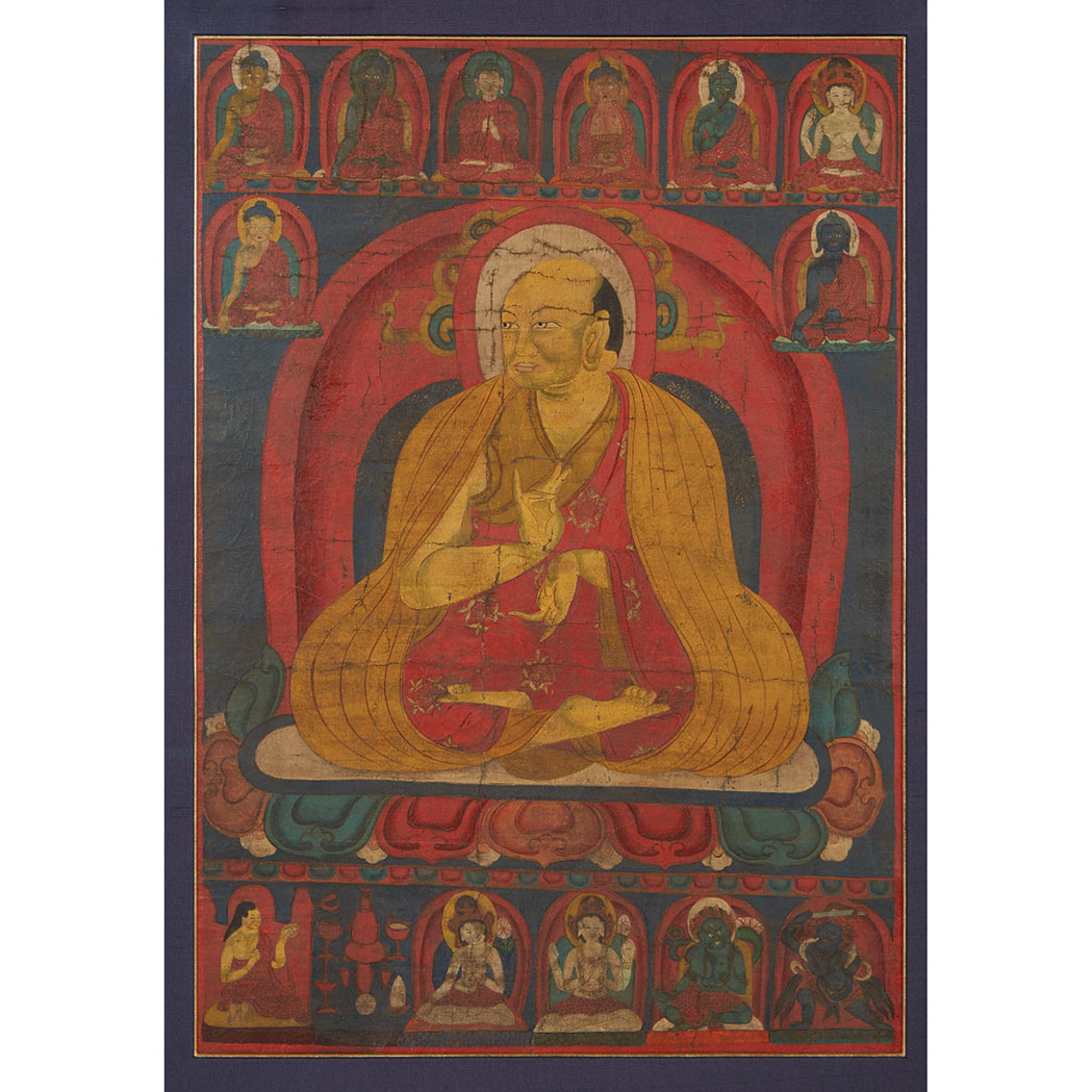 Appraisal: Tibetan Thangka th Century style A lama seated on a