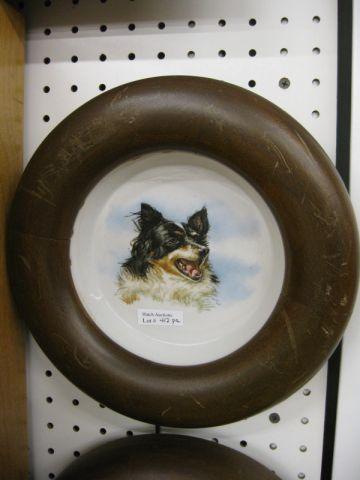 Appraisal: Pair of Antique Porcelain Dishes with dogs framed diameter overall