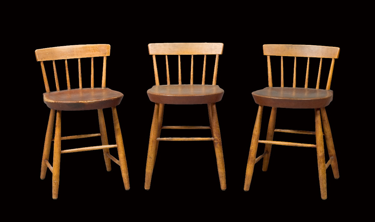 Appraisal: FOUR SHAKER DINING CHAIRS CHURCH FAMILY CANTERBURY NEW HAMPSHIRE CIRCA