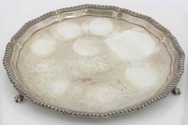 Appraisal: A circular silver salver C B and S Sheffield with