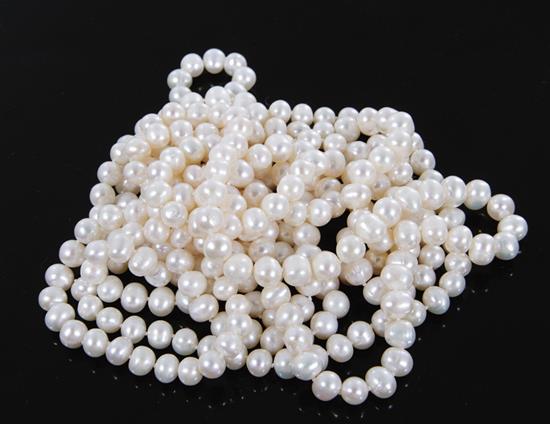 Appraisal: Double-strand and endless strand of pearls - mm double-strand gold-filled