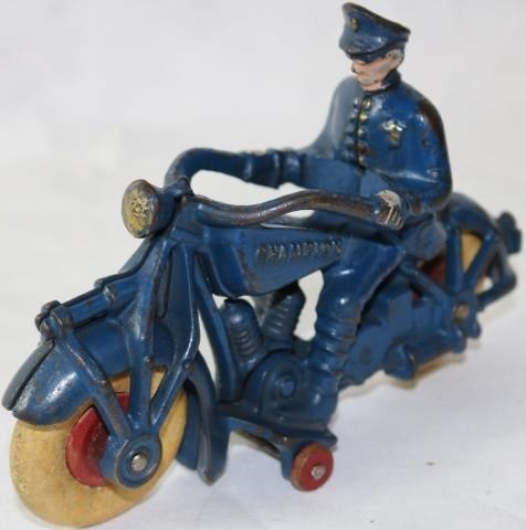 Appraisal: HUBLEY CHAMPION CAST IRON POLICEMAN MOTORCYCLETOY ORIGINAL PAINT CA X