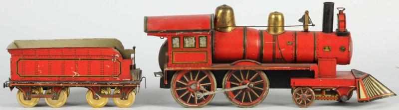 Appraisal: Tin Schoenner Clockwork Train Engine Tender German Made for the