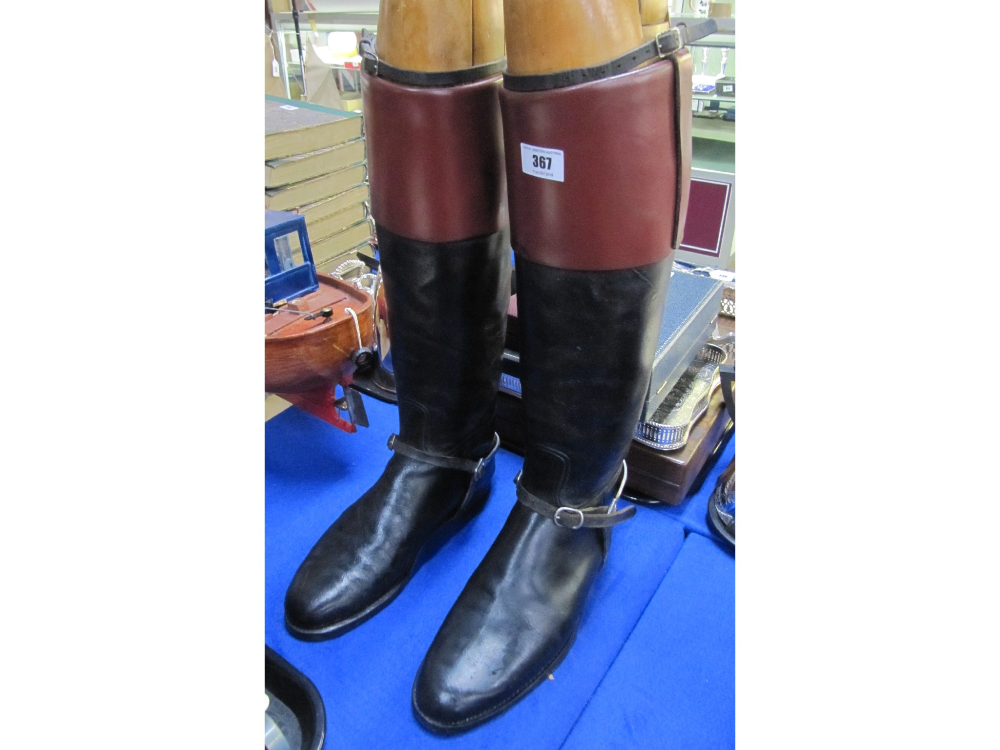 Appraisal: A pair of leather riding books with trees