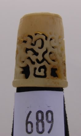 Appraisal: Large ivory filigree thimble