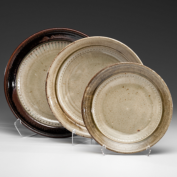 Appraisal: Three Chargers ca - Glazed stoneware Largest charger ht dia