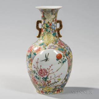 Appraisal: Millefleur Enameled Vase Millefleur Enameled Vase China Republic period baluster