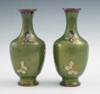 Appraisal: A Pair of Chinese Mirror Image Cloisonne Butterfly Vases Baluster