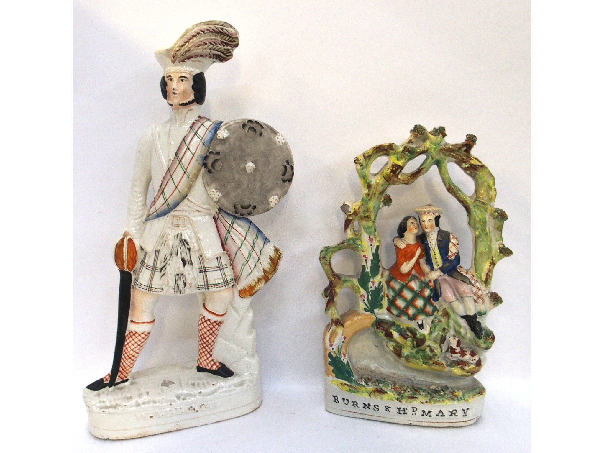 Appraisal: Two Staffordshire figures including Burns and Mary and Wallace