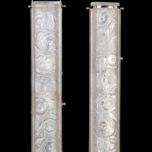 Appraisal: A Pair of Sabino Molded Glass Sconces th Century Length