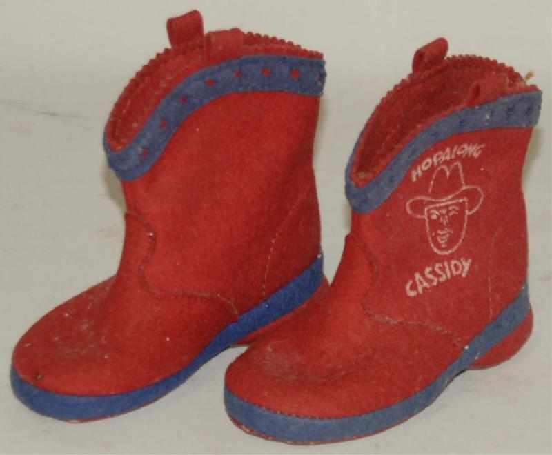 Appraisal: Pair of Hopalong Cassidy Children's Slippers Red Wool Toughest of