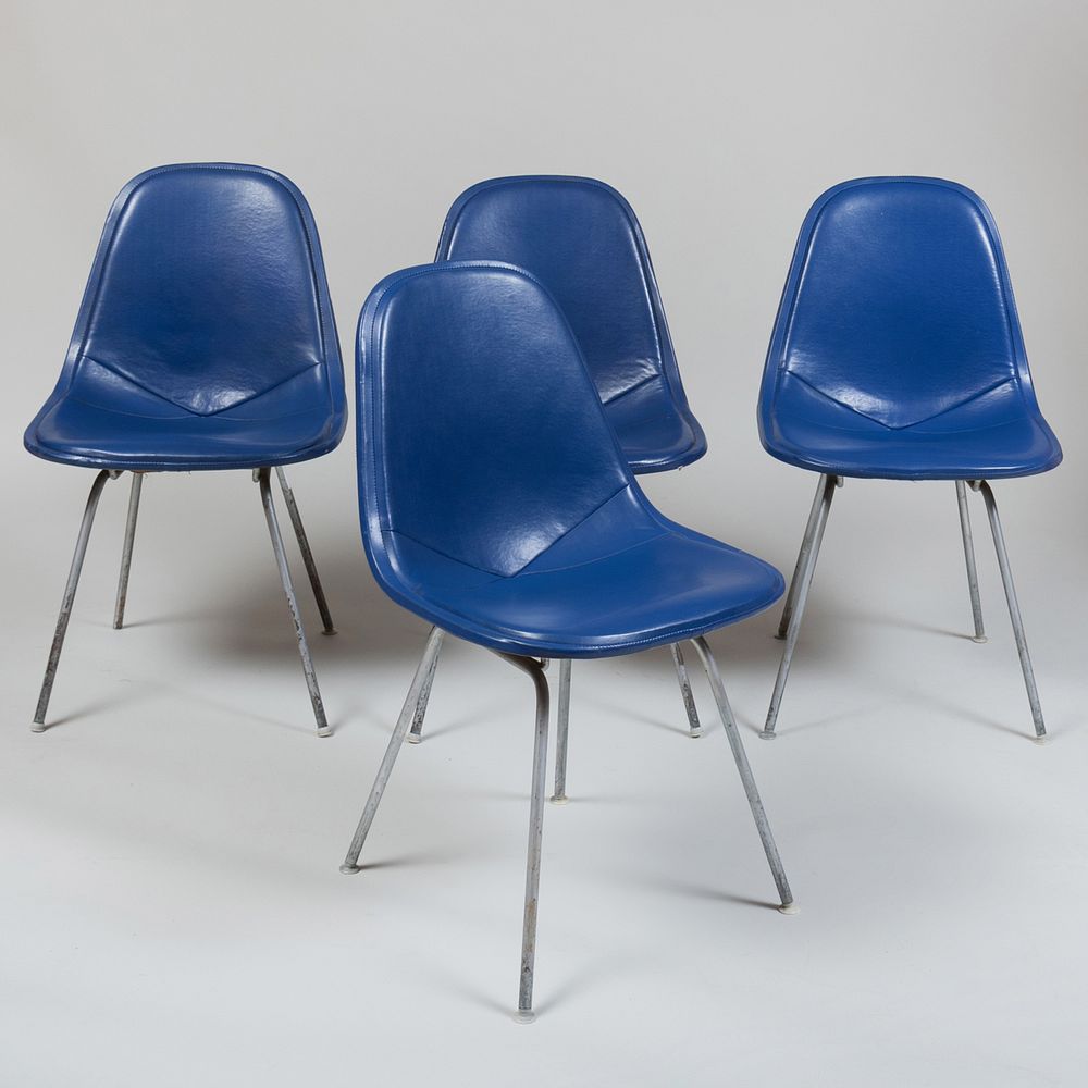 Appraisal: Four Charles and Ray Eames DKX Wire Chairs with Vinyl