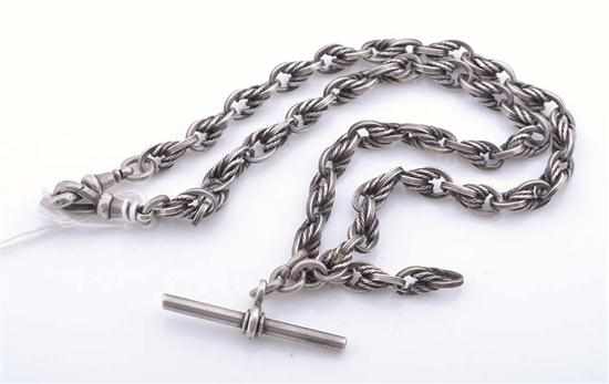 Appraisal: A STERLING SILVER WATCH CHAIN WITH ENGLISH HALLMARKS BIRMINGHAM