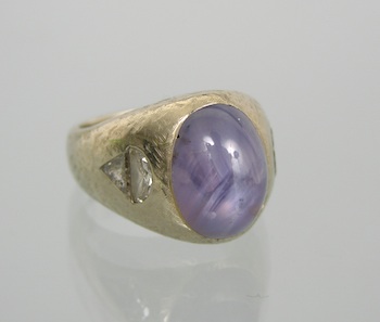 Appraisal: A Gentleman's Star Sapphire and Diamond Ring k brushed white