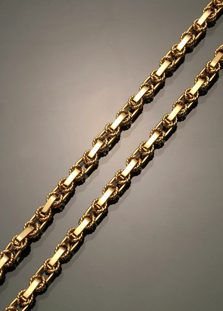 Appraisal: Opera Length -Karat Yellow-Gold Fancy-Link Necklace Weight dwt Length inches