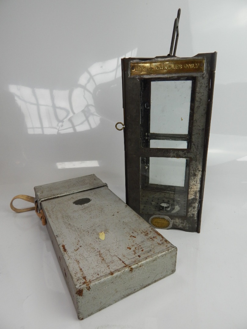 Appraisal: A vintage galvanised workman's candle lantern by Fountayne L E