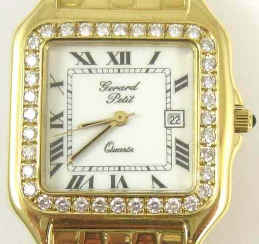 Appraisal: MAN'S GERARD PETIT DIAMOND AND EIGHTEEN KARAT GOLD DRESS WATCH