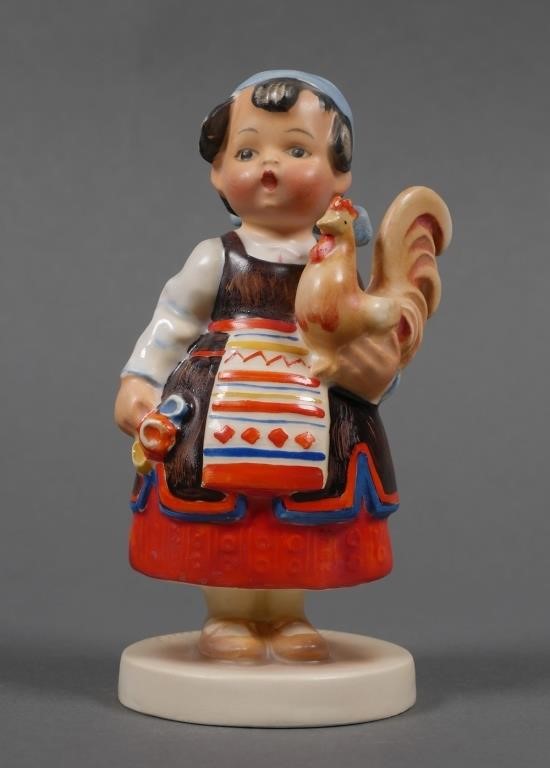 Appraisal: International Hummel Bulgaria girl holding rooster This piece was modeled