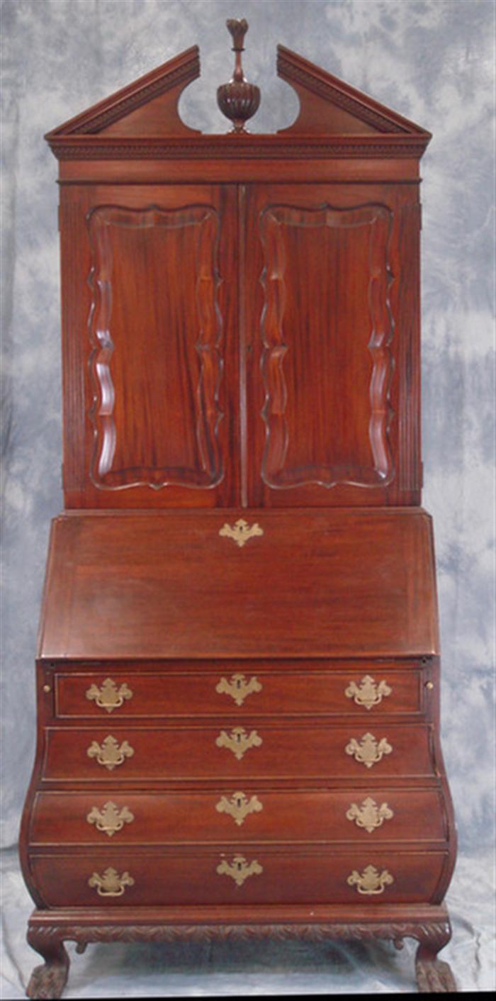 Appraisal: Charak custom made Chippendale style Boston Bombay secretary desk scalloped