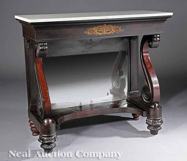 Appraisal: An American Classical Carved Mahogany and Gilt-Stenciled Pier Table early