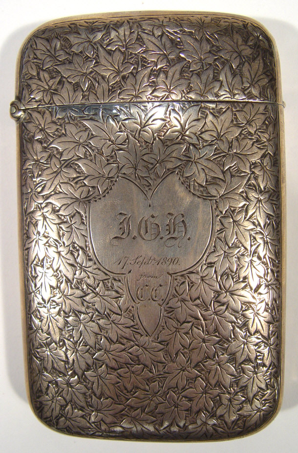 Appraisal: Victorian rectangular silver cigar case chased with ivy leaves Birmingham