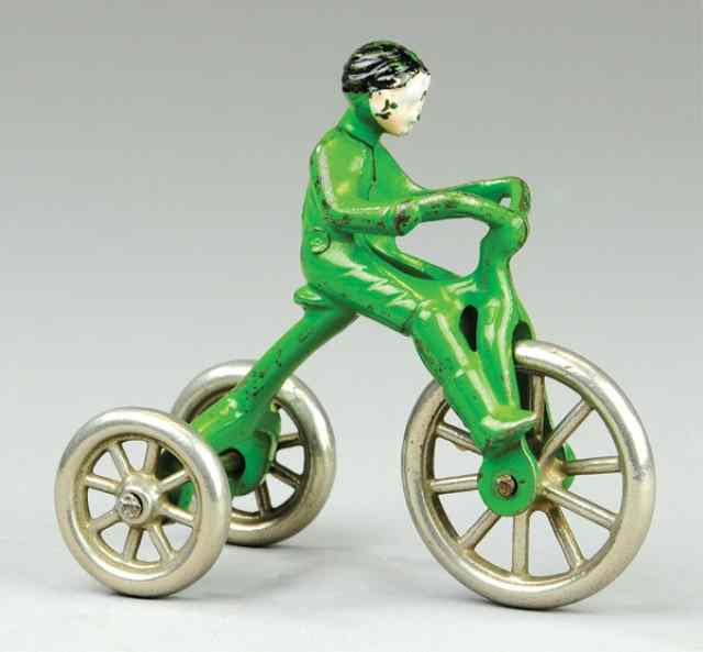 Appraisal: BOY ON TRICYCLE TOY Hubley cast iron painted in green