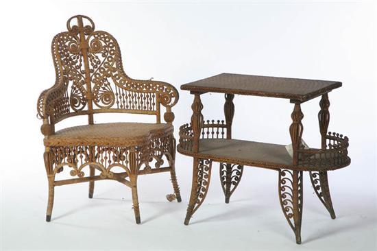 Appraisal: TWO WAKEFIELD RATTAN PIECES American early th century rattan Corner