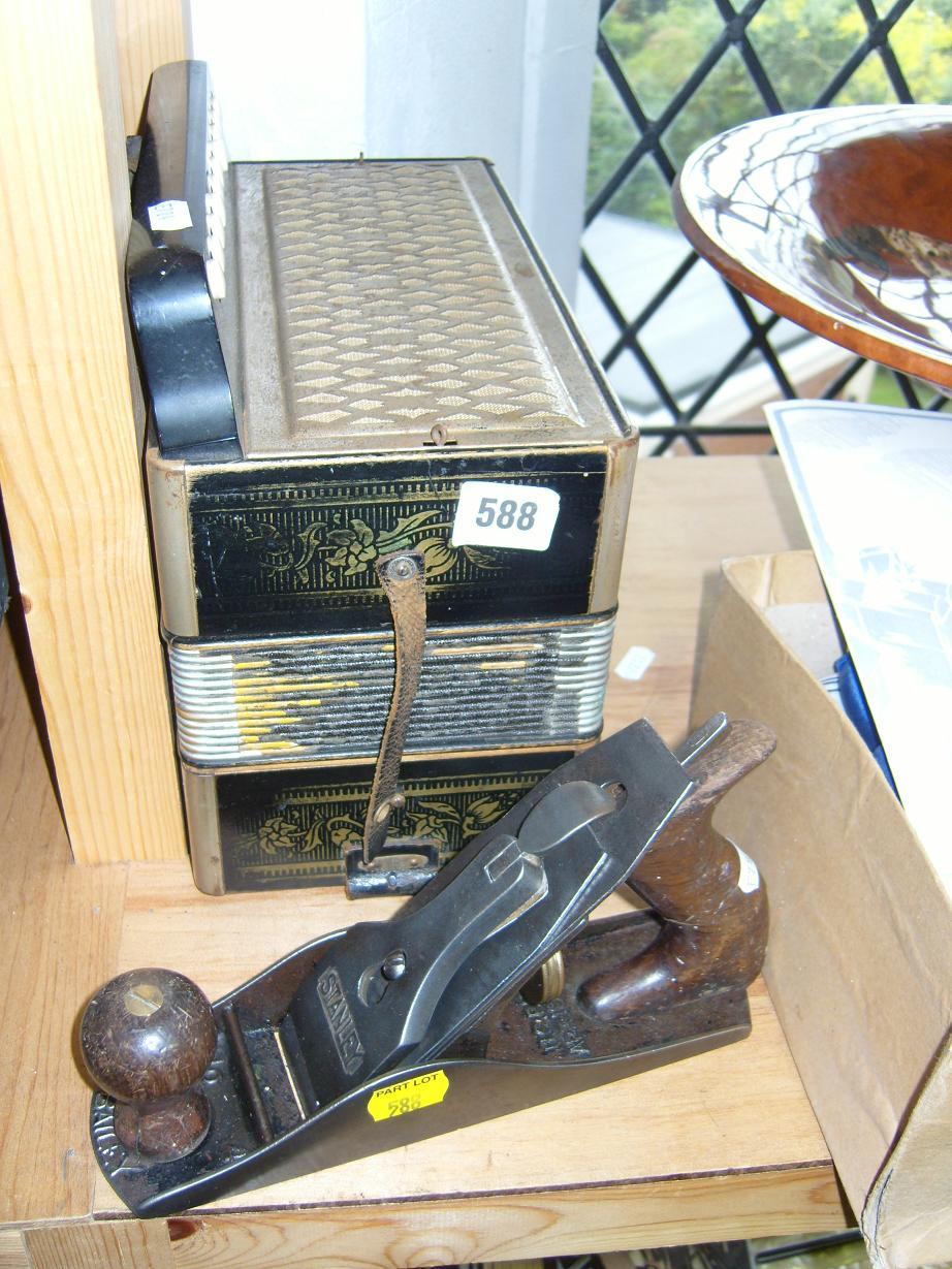 Appraisal: A Hohner accordion together with a Stanley Woodworking plane also