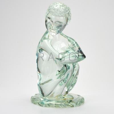 Appraisal: LOREDANO ROSIN Murano glass sculpture of crouching child Signed Loredano