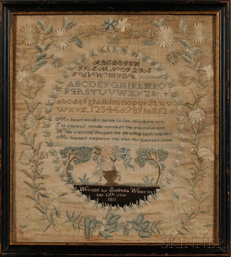 Appraisal: Needlework Sampler executed by Smilinda Wilder Leominster Massachusetts the sampler