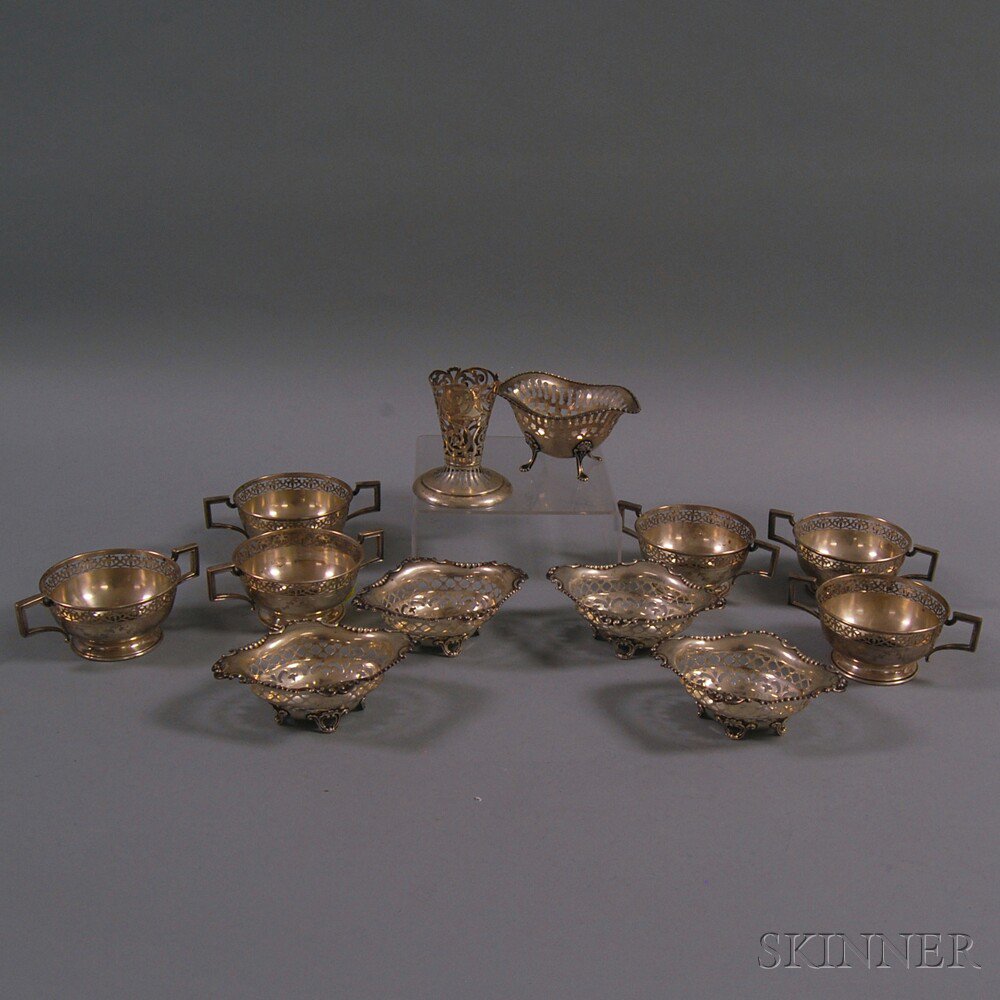 Appraisal: Group of Small Pierced Sterling Silver Tableware a set of