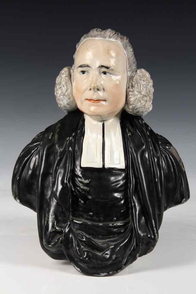 Appraisal: AN ENOCH WOOD STAFFORDSHIRE PORTRAIT BUST OF THE REV GEORGE