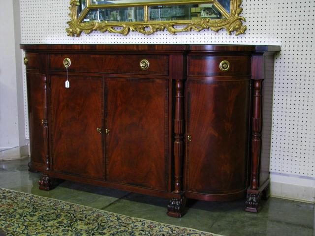 Appraisal: Hickory Chair Co inlaid mahogany credenza buffet Empire styling brass