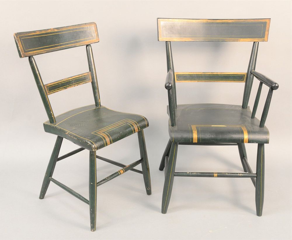 Appraisal: Plank Seat Chairs set of eight to include two side