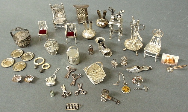 Appraisal: - Group of miniature silver and silverplate furniture and accessories