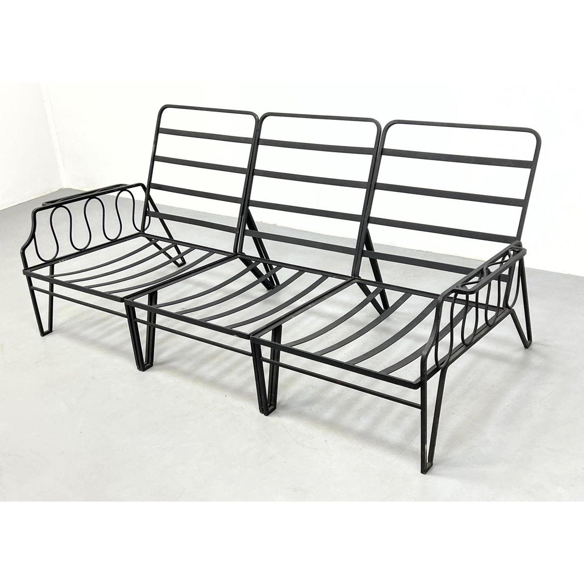 Appraisal: pc Black Iron Outdoor Chair Set One armless chair Two