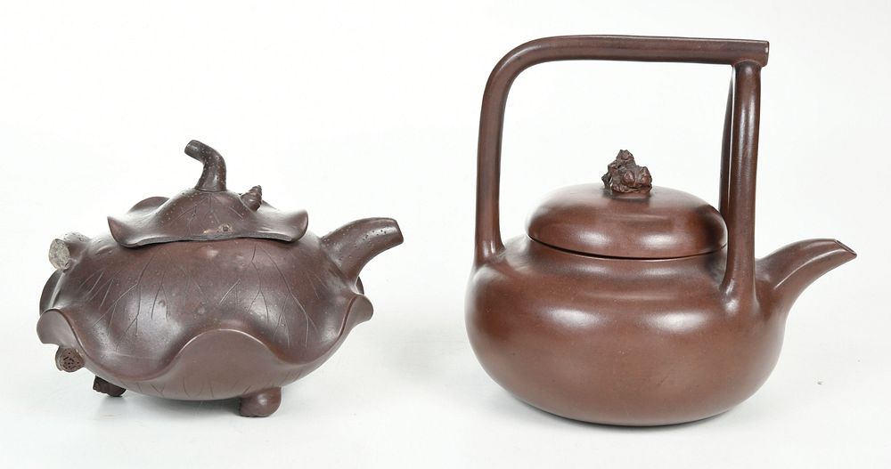 Appraisal: Two Chinese Yixing Tea Pots Qing dynasty lotus leaf form