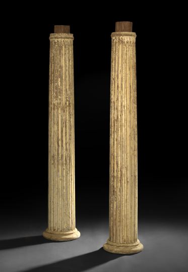 Appraisal: Pair of Painted Pine Fluted Columns in the classical taste