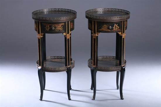 Appraisal: PAIR LOUIS XV STYLE LACQUERED AND CHINOISERIE DECORATED SIDE TABLES