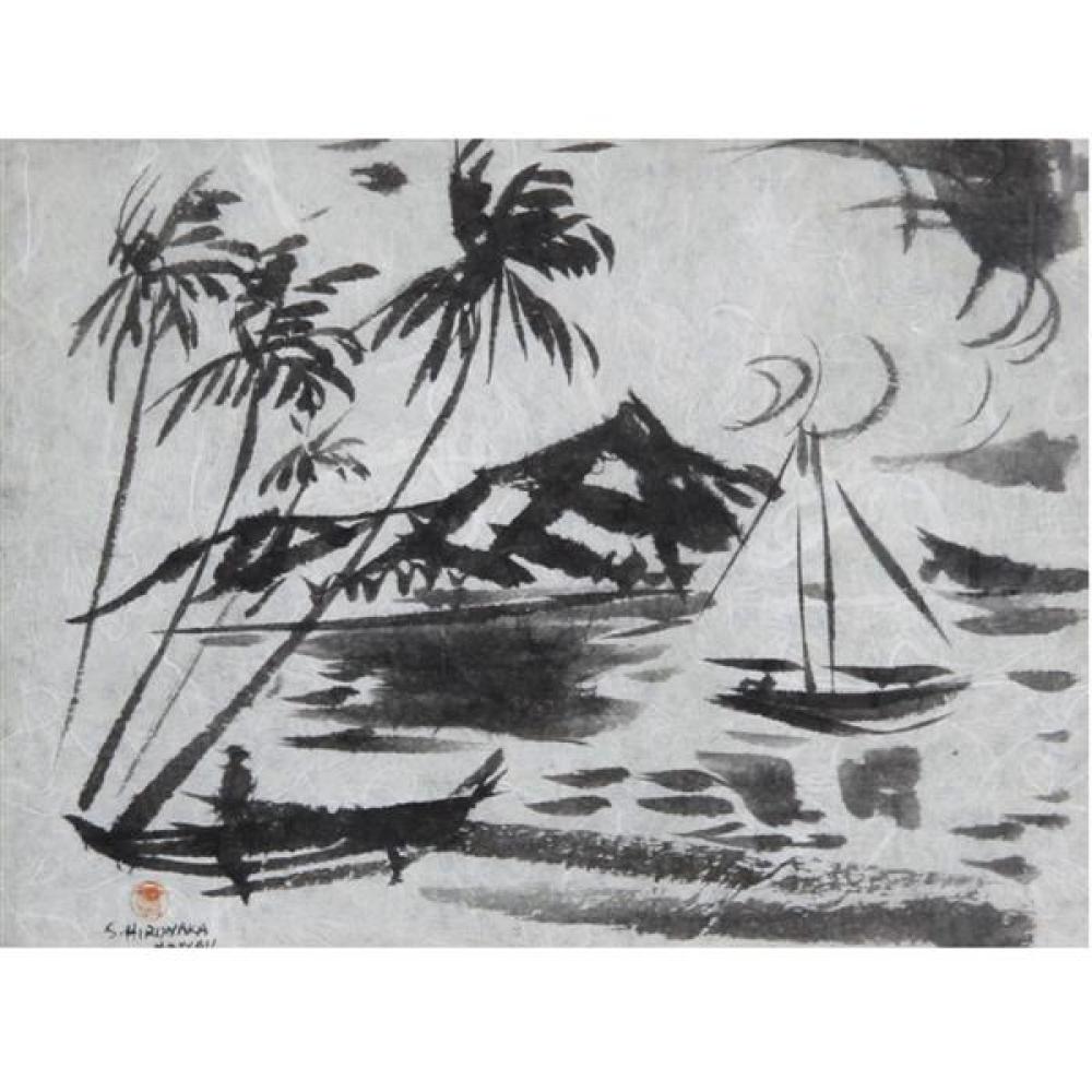 Appraisal: SUNAO HIRONAKA - HAWAII INK WASH ON PAPER H X